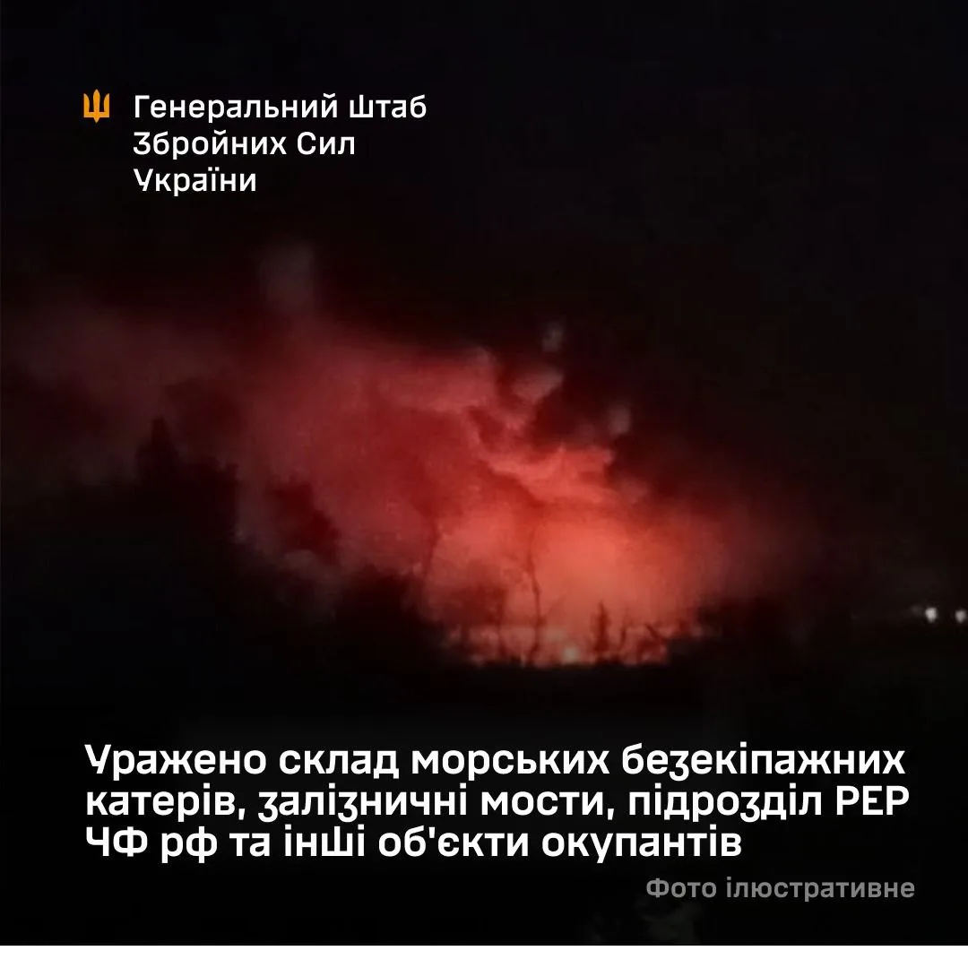 Генштаб підтвердив ураження мостів, складу морських дронів і підрозділу чф рф у Криму